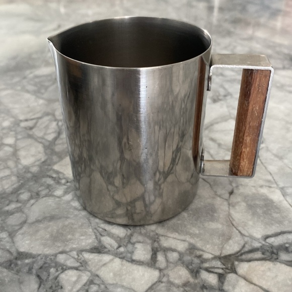 Vintage Stainless Steel Tray and Creamer with Teak Handles Made in Japan - Picture 4 of 7